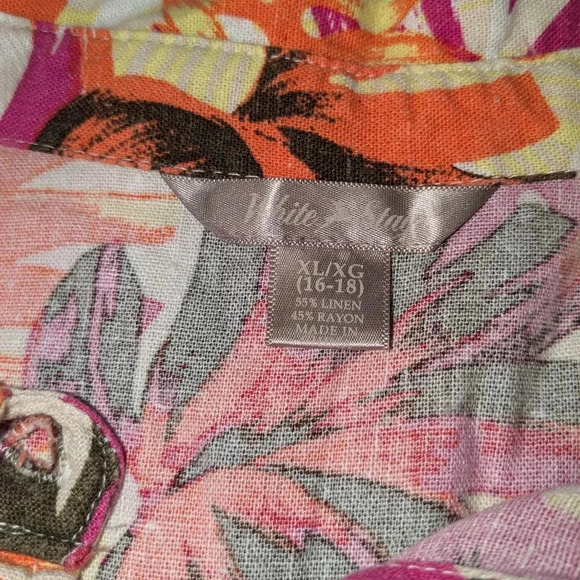 White Stag women's tropical linen blend shirt , size XL ( 16-18 ) - Picture 6 of 8